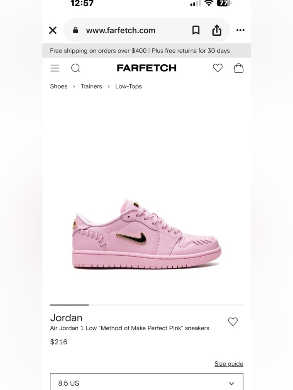 Jordan  Air Jordan 1 Low 'Method of Make Perfect Pink' - women’s size 9